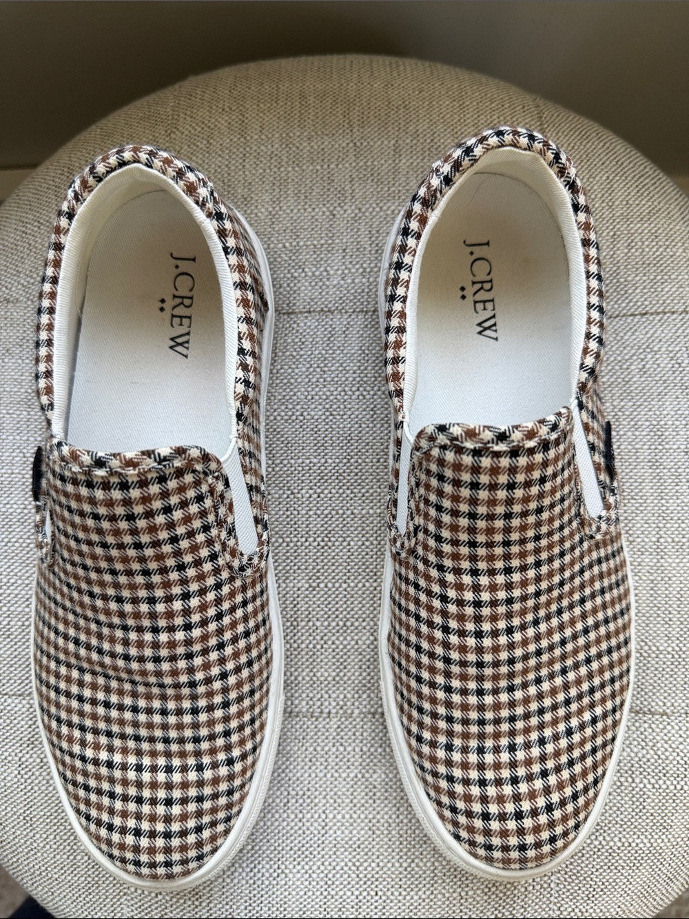 J. Crew Plaid Slip-On Loafers in Brown and Black - Picture 2 of 5